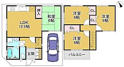 JR阪和線 北信太駅 徒歩6分 4LDKの間取り