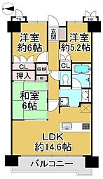 ヴューイスト泉ヶ丘 3LDKの間取図画像
