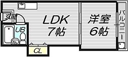 ベストレジデンス江坂A棟 1LDKの間取図画像