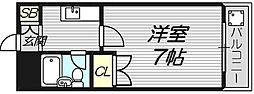 ベストレジデンス瓢箪山1・2 1Kの間取図画像