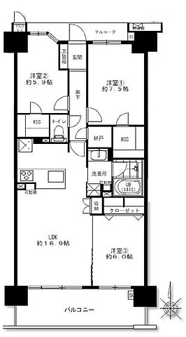 間取り リムザ 9階/-