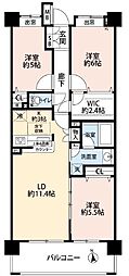クレストグランディオ武蔵野 3LDKの間取図画像