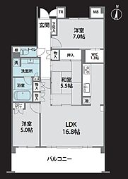 グレーシアシティ立川ブロードウイング 3LDKの間取図画像