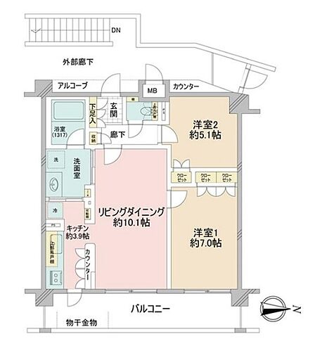 2LDK 間取り