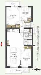 西国分寺史跡通り住宅2号棟 3LDKの間取図画像