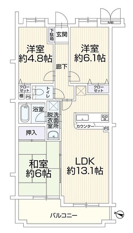 3LDK 間取り
