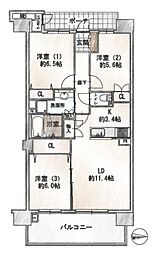 エクスアン一橋学園 3LDKの間取図画像