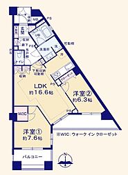 クレッセント国立・ディアナプレイス 2LDKの間取図画像