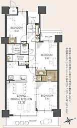インペリアル東久留米D棟 3LDKの間取図画像