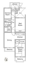 聖蹟桜ヶ丘ダイヤモンドマンション 2SDKの間取図画像