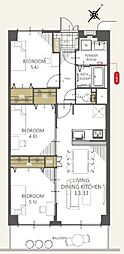 ルネ稲城 2SLDKの間取図画像
