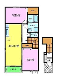 サンハイツ 2階2LDKの間取り