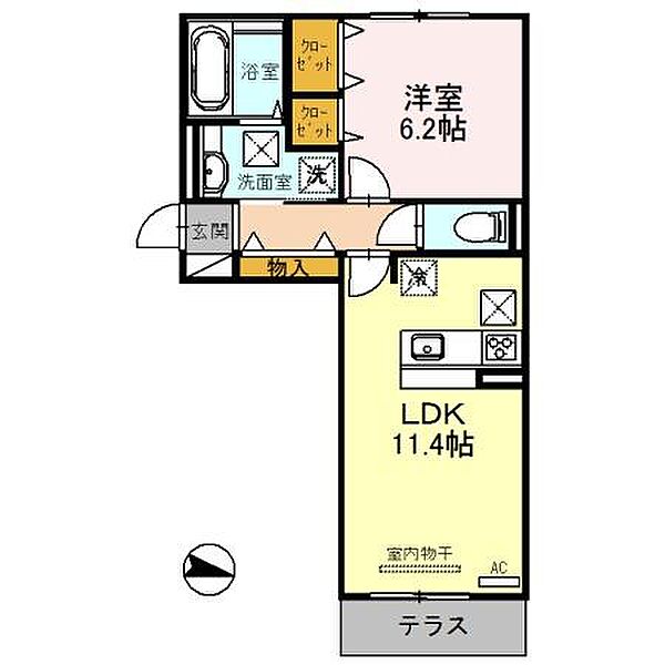 Casa Entre ｜滋賀県大津市富士見台(賃貸アパート1LDK・1階・45.01㎡)の写真 その2