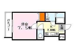 ビエノス京都花園 3階1Kの間取り
