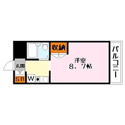 ディアコート青地1 4階1Kの間取り