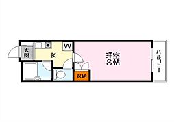 プロスパ2 1階1Kの間取り