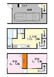 サンビオーズ 1階2LDKの間取り