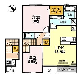 ロック・ベイレーク 2LDKの間取図画像