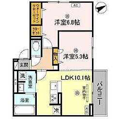 DーROOM 西矢倉 2LDKの間取図画像