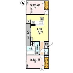 D-ROOM 大橋 2LDKの間取図画像