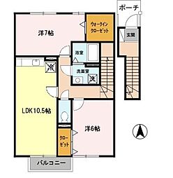 グランステージB 2LDKの間取図画像