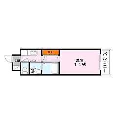 クエスト西大路 1Kの間取図画像
