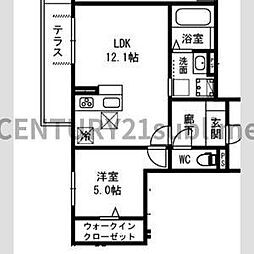 (VENT CLAIR) ヴァン クレール 1LDKの間取図画像