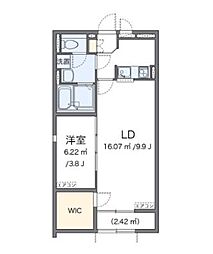 プランドール 1LDKの間取図画像