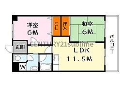 エステートミナミ 2LDKの間取図画像