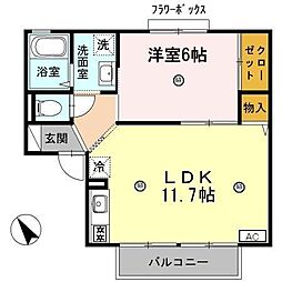 サニーコートA 1LDKの間取図画像