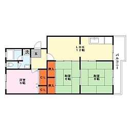 ヴィラ向陽 3LDKの間取図画像