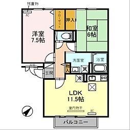 スィックフォレストB 2LDKの間取図画像