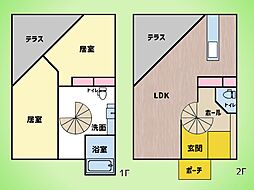 町田市玉川学園5丁目 戸建て 2LDKの間取り