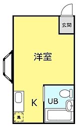 スカイハイツ・1 ワンルームの間取図画像