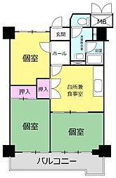 川越駅前脇田ビル川越マイン 3DKの間取図画像
