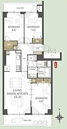 グリーンコープ南大沢3-2-5号棟 3LDKの間取図画像