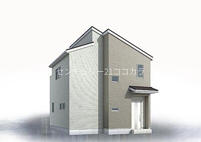 外観:外観完成予想パース(外観の完成予想図です。周辺画像はイメージで実際のものとは異なります。) 外観:外観完成予想パース(外観の完成予想図です。周辺画像はイメージで実際のものとは異なります。)