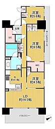 プラウドシティ大津京A棟 3LDKの間取図画像