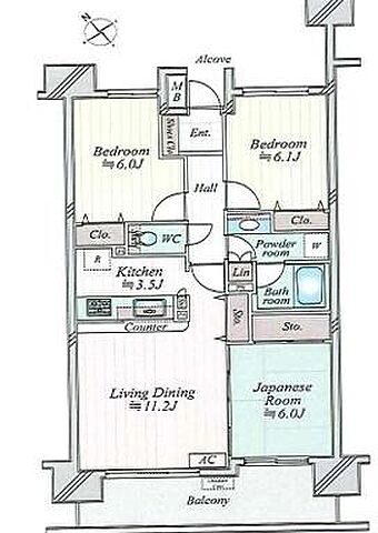 間取り レクセルマンション幕張ブリーズ 7階/-