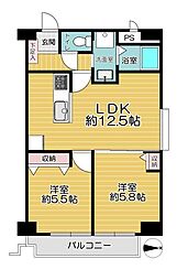 日商岩井第2京橋ハイツ 2LDKの間取り