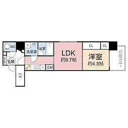 天満橋ケルスコートパークビュー 7階1LDKの間取り