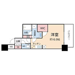 ザパークハビオ堂島 ワンルームの間取図画像