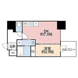 コンフォリア・リヴ南森町II 1DKの間取図画像
