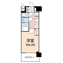 プレサンス京橋GREEN YARDアルミラ 1Kの間取図画像