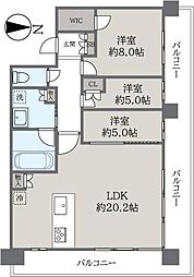 ヴィークタワー南堀江 3LDKの間取図画像