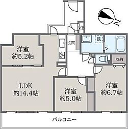 マイシティおおさか5番館 3LDKの間取図画像
