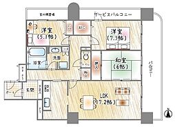 ベルパークシティアネックスウエストW-3棟 3LDKの間取図画像