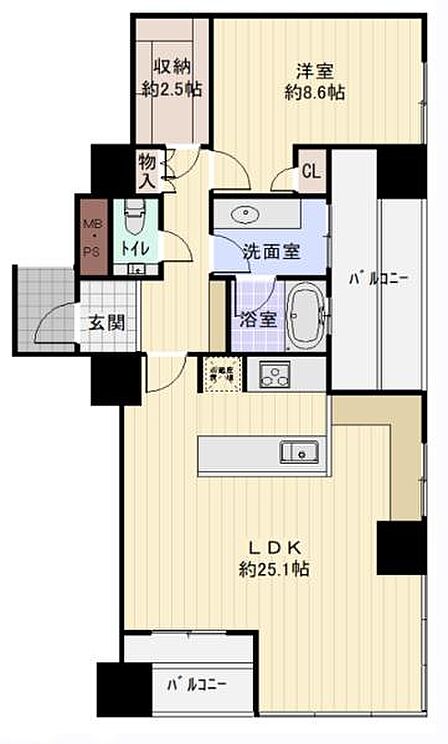 もともと3LDKの間取りを贅沢な広々リビングの1LDKに!!