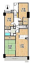 王寺アーバンコンフォート 3SLDKの間取図画像