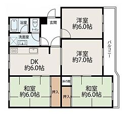 南信貴サンハイツB棟 4DKの間取図画像